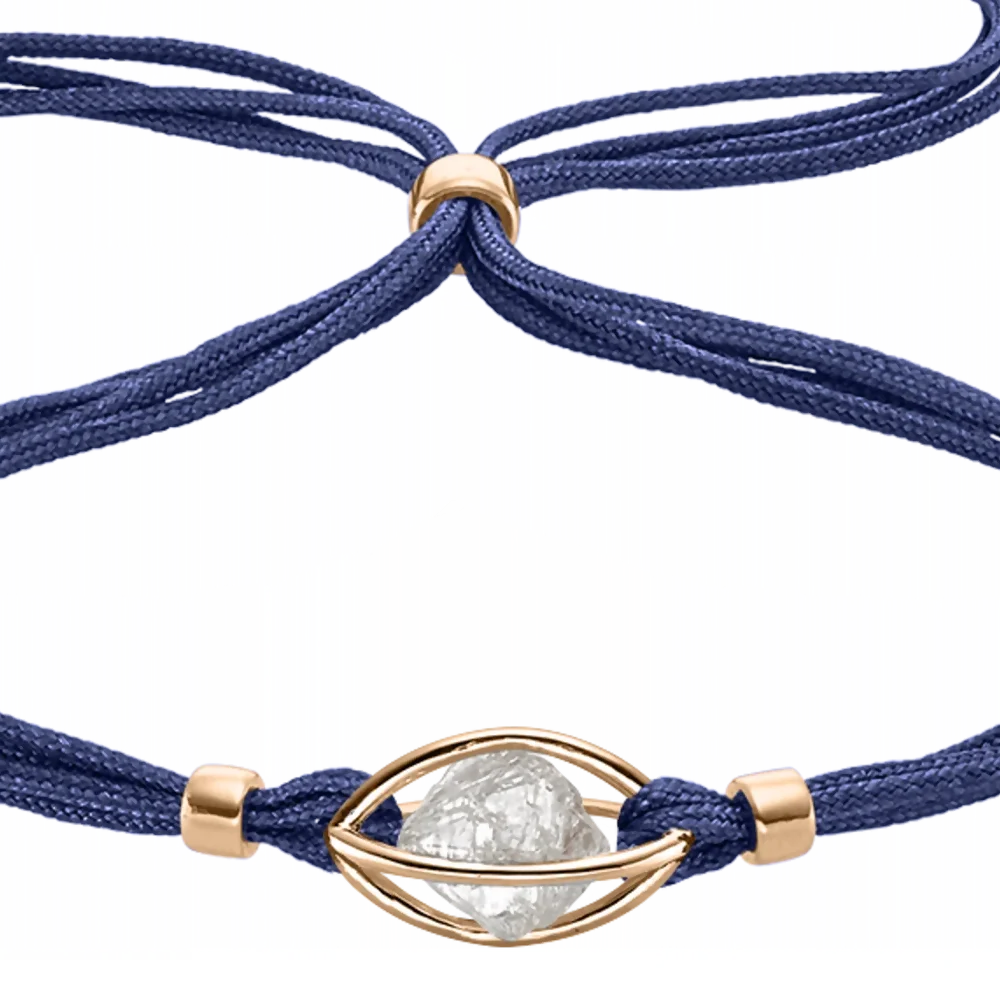 Leo Wittwer Rough Cut® Original Luxusarmband – Hochwertiges Armband aus 750er Roségold mit Diamanten und edlem blauem Band, meisterhaft handgefertigt für anspruchsvolle Schmuckliebhaberinnen und Schmuckliebhaber bei Juwelier Schroll in Kitzbühel