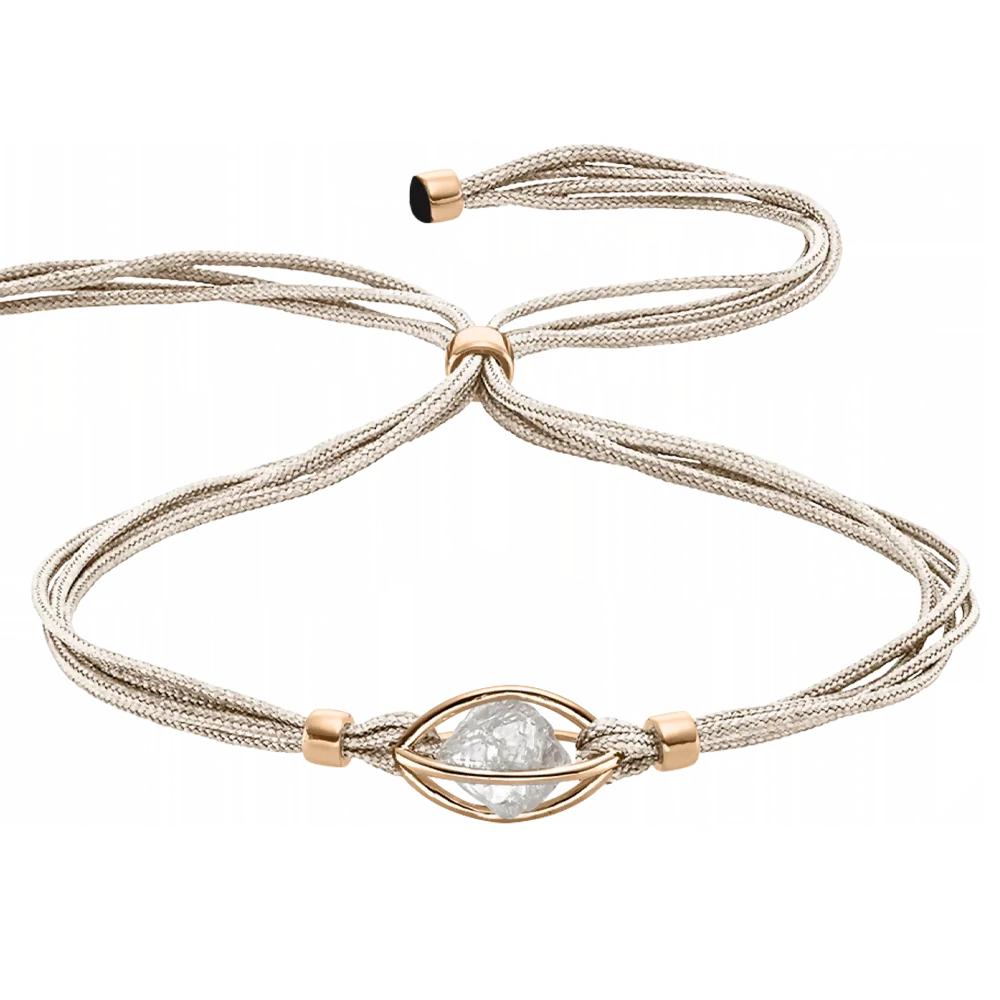 Leo Wittwer Rough Cut® Original Luxusarmband – Exklusives Schmuckstück aus 750er Roségold mit Diamanten und stilvollem beigen Band, meisterhaft handgefertigt für anspruchsvolle Kundinnen und Kunden bei Juwelier Schroll in Kitzbühel