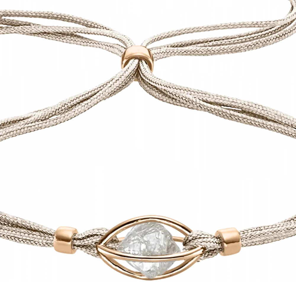 Leo Wittwer Rough Cut® Original Luxusarmband – Exklusives Armband aus 750er Roségold mit Diamanten und edlem beigen Band, handgefertigt für anspruchsvolle Schmuckliebhaberinnen und Schmuckliebhaber bei Juwelier Schroll in Kitzbühel