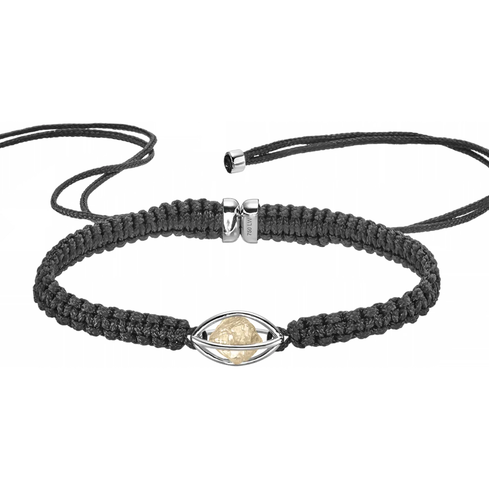 Rough Cut® Macramé Armband Weißgold - schwarz