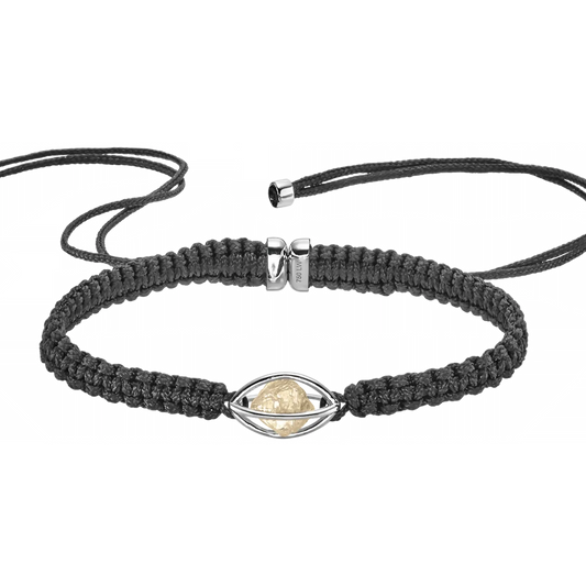 Rough Cut® Macramé Armband Weißgold - schwarz