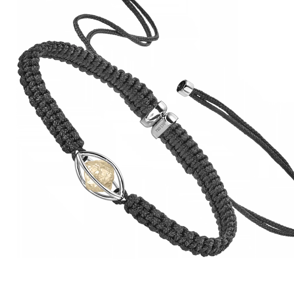 Rough Cut® Macramé Armband Weißgold - schwarz