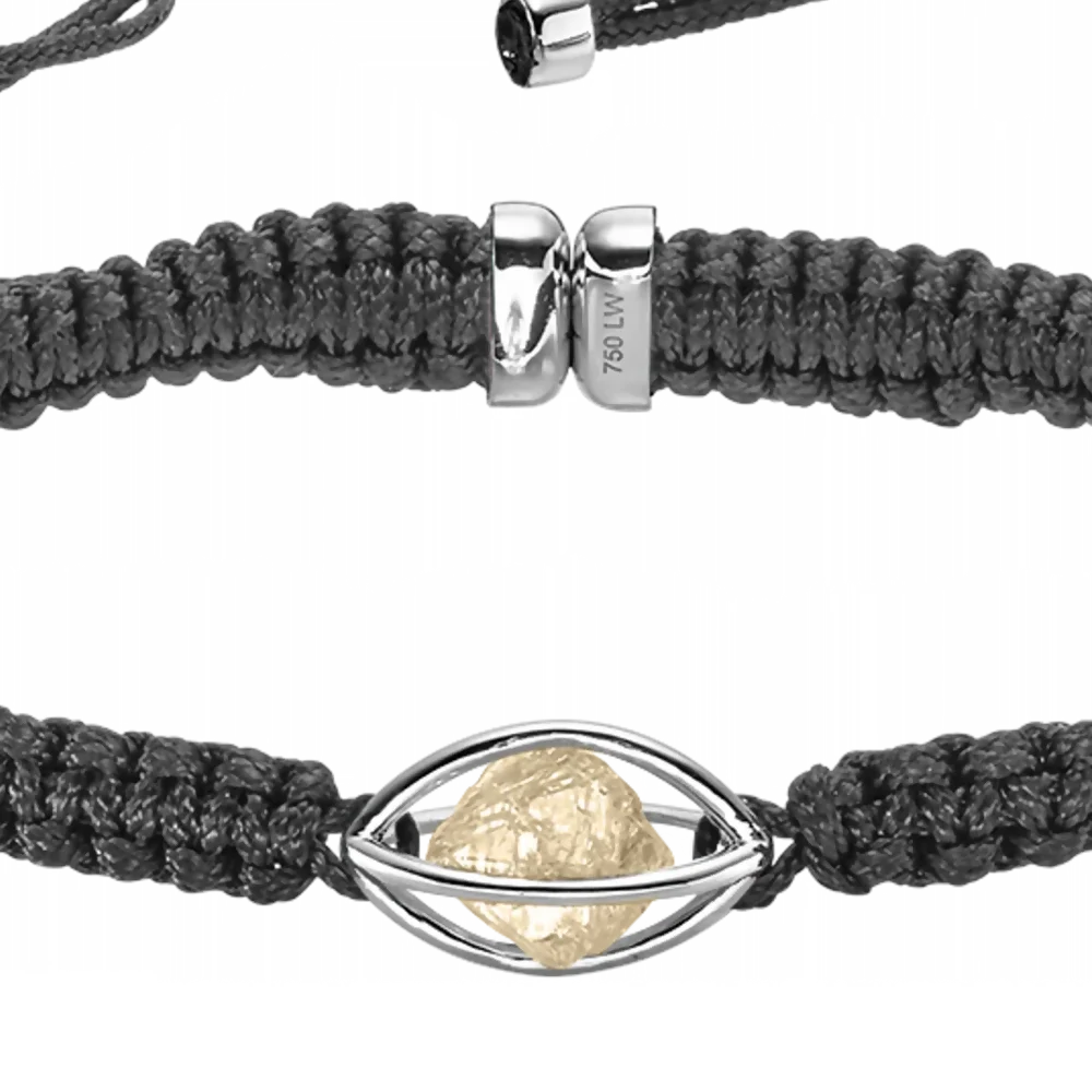 Rough Cut® Macramé Armband Weißgold - schwarz