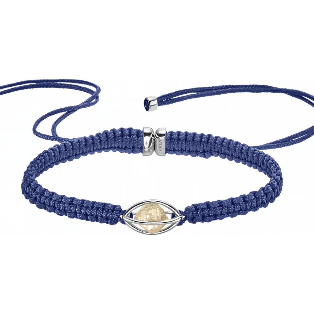 Rough Cut® Macramé Armband Weißgold - blau