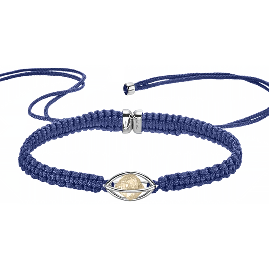 Rough Cut® Macramé Armband Weißgold - blau