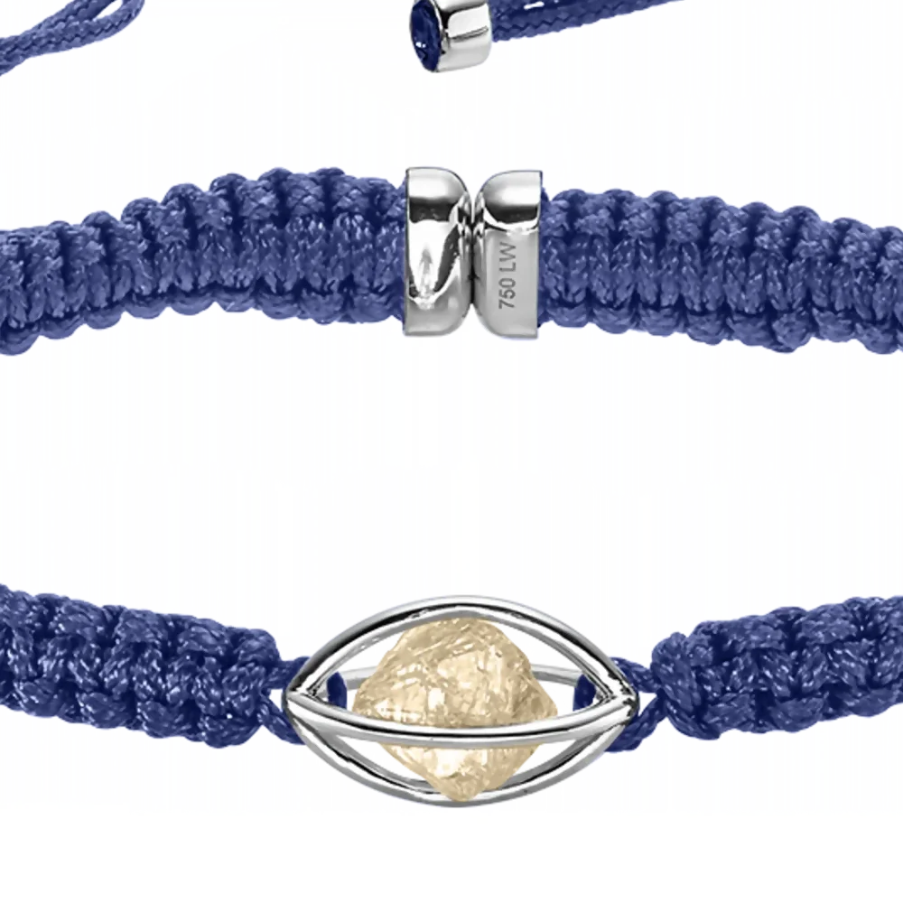 Rough Cut® Macramé Armband Weißgold - blau