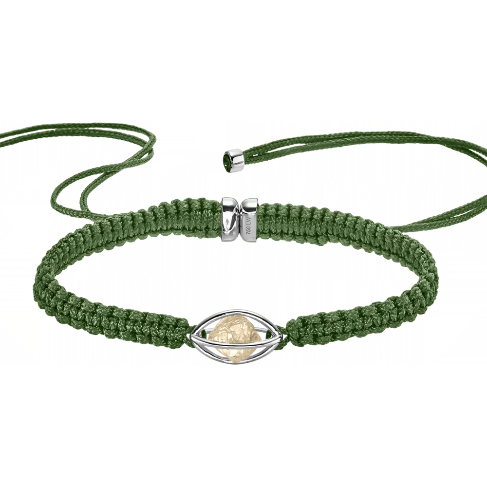 Rough Cut® Macramé Armband Weißgold - grün