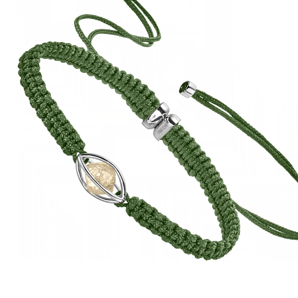 Rough Cut® Macramé Armband Weißgold - grün