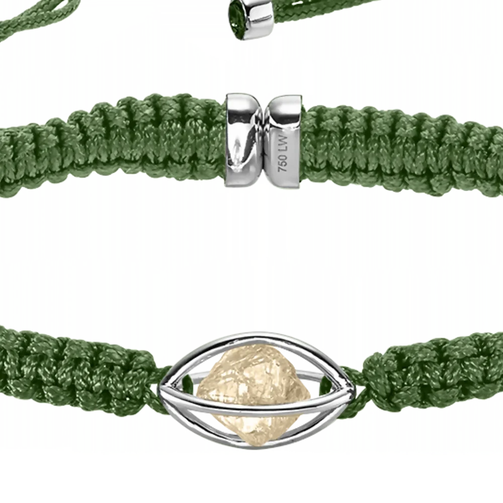 Rough Cut® Macramé Armband Weißgold - grün