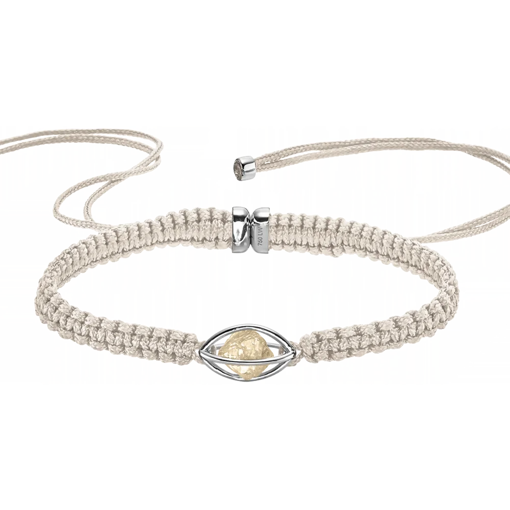 Rough Cut® Macramé Armband Weißgold - beige