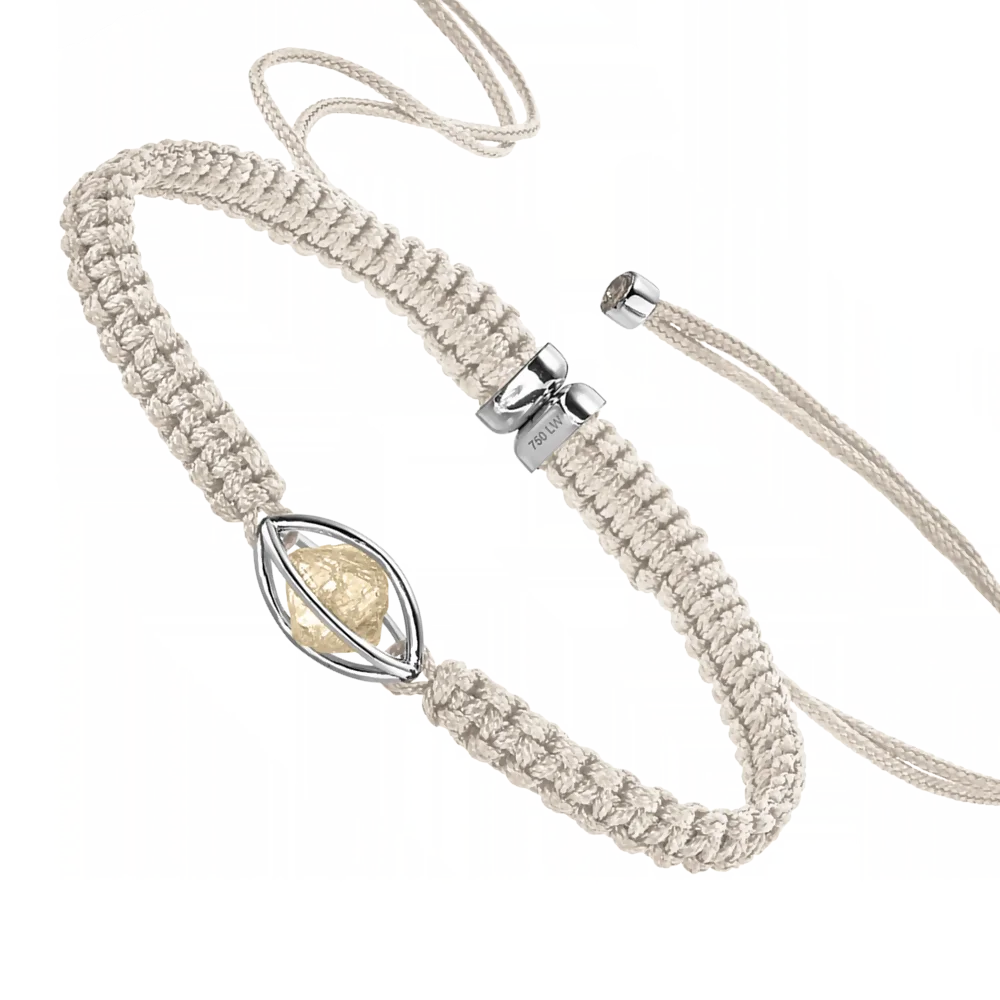 Rough Cut® Macramé Armband Weißgold - beige