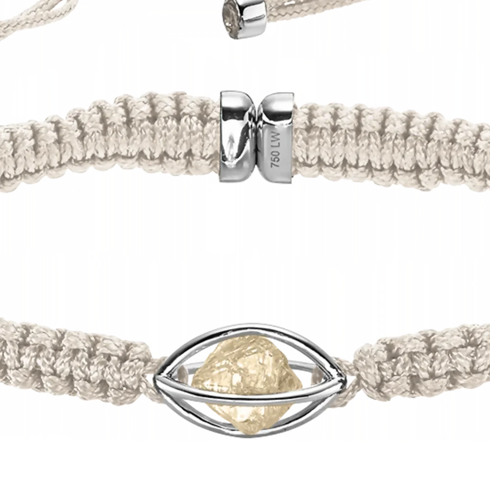 Rough Cut® Macramé Armband Weißgold - beige