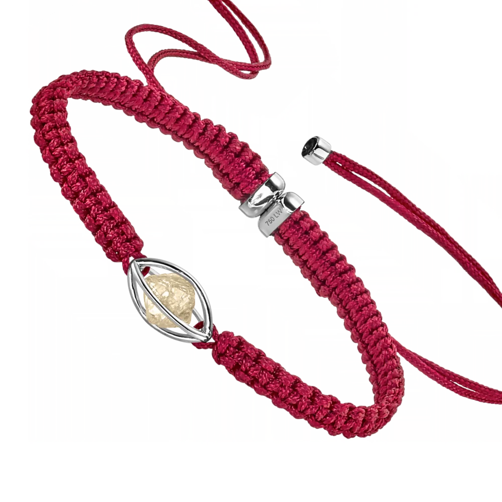 Rough Cut® Macramé Armband Weißgold - rot