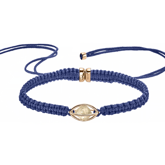 Rough Cut® Macramé Armband Roségold - blau