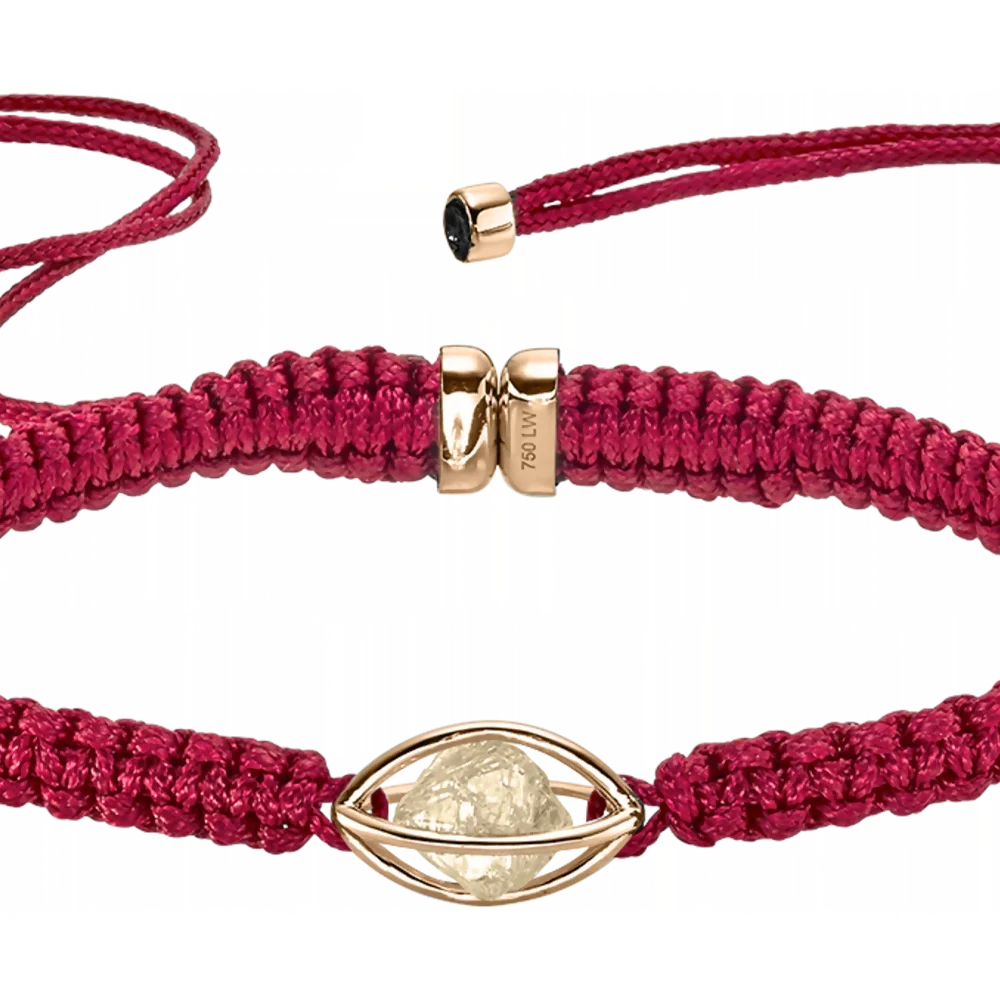Rough Cut® Macramé Armband Roségold - rot