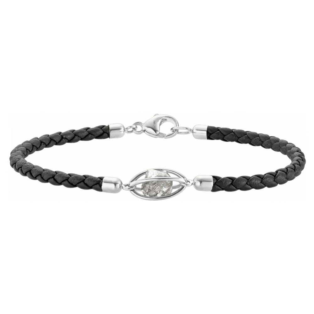 Rough Cut® Lederarmband schwarz | Roségold