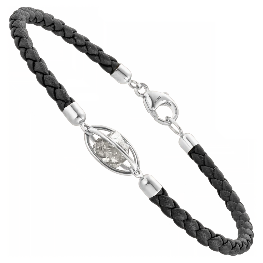 Leo Wittwer Rough Cut® Supreme-Lederarmband – Erstklassiges Armband aus edlem graphitfarbenem Leder mit 750er Weißgold und selektierten Brillanten, meisterhaft verarbeitet und online bei Juwelier Schroll in Kitzbühel erhältlich