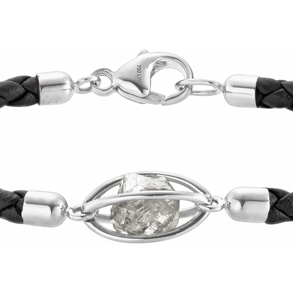 Leo Wittwer Rough Cut® Elite-Lederarmband – Exklusives Armband aus feinstem schwrzen Leder mit 750er Weißgold und hochwertigen Brillanten, luxuriös gefertigt und online bei Juwelier Schroll in Kitzbühel erhältlich