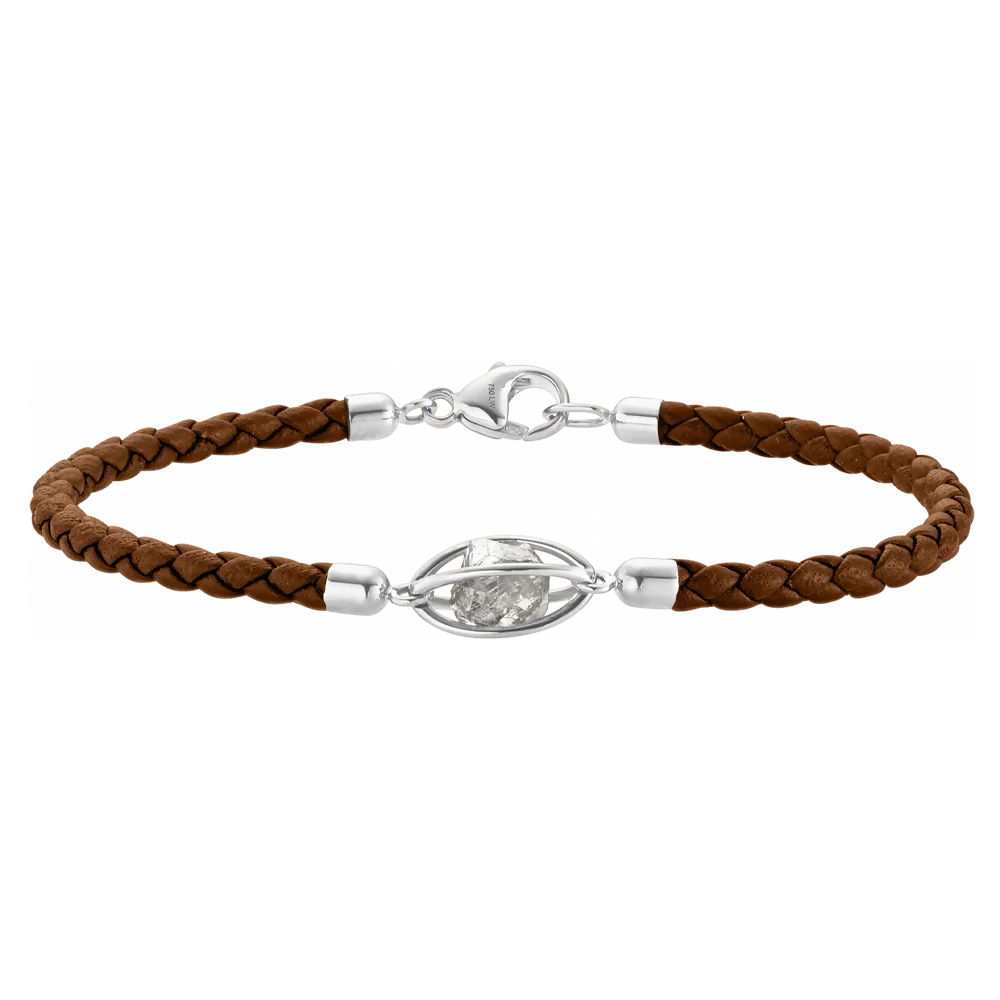 Leo Wittwer Rough Cut® Supreme-Lederarmband – Hochwertiges Armband aus feinstem braunen Leder mit 750er Weißgold und exklusiven Brillanten, meisterhaft gefertigt und online bei Juwelier Schroll in Kitzbühel erhältlich