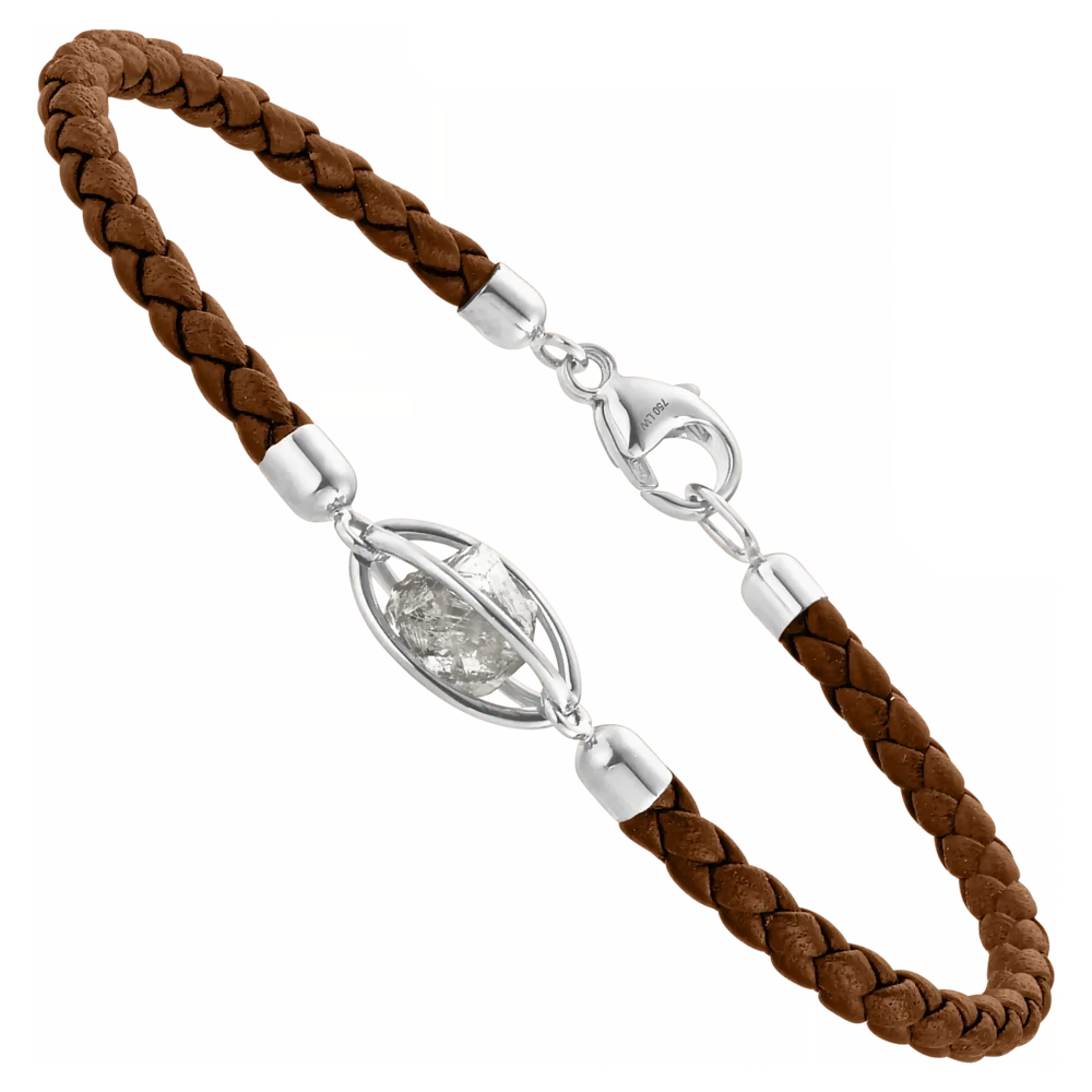 Leo Wittwer Rough Cut® Lederarmband – Edles Armband aus braunem Leder mit 750er Weißgold und Brillanten, meisterhaft gefertigt und online bei Juwelier Schroll in Kitzbühel erhältlich