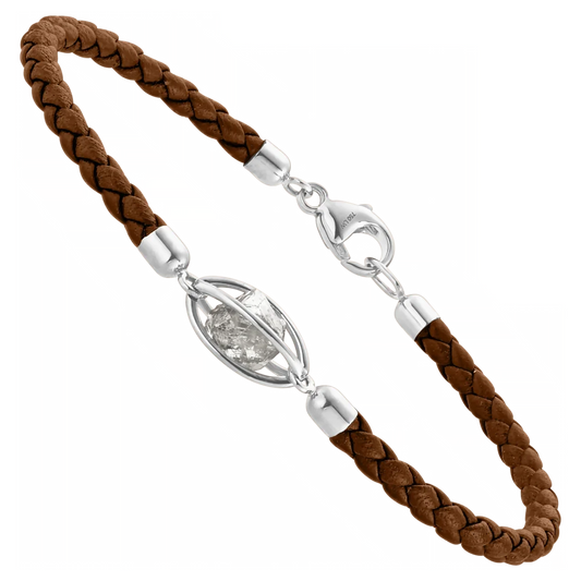 Rough Cut® Lederarmband braun | Weissgold