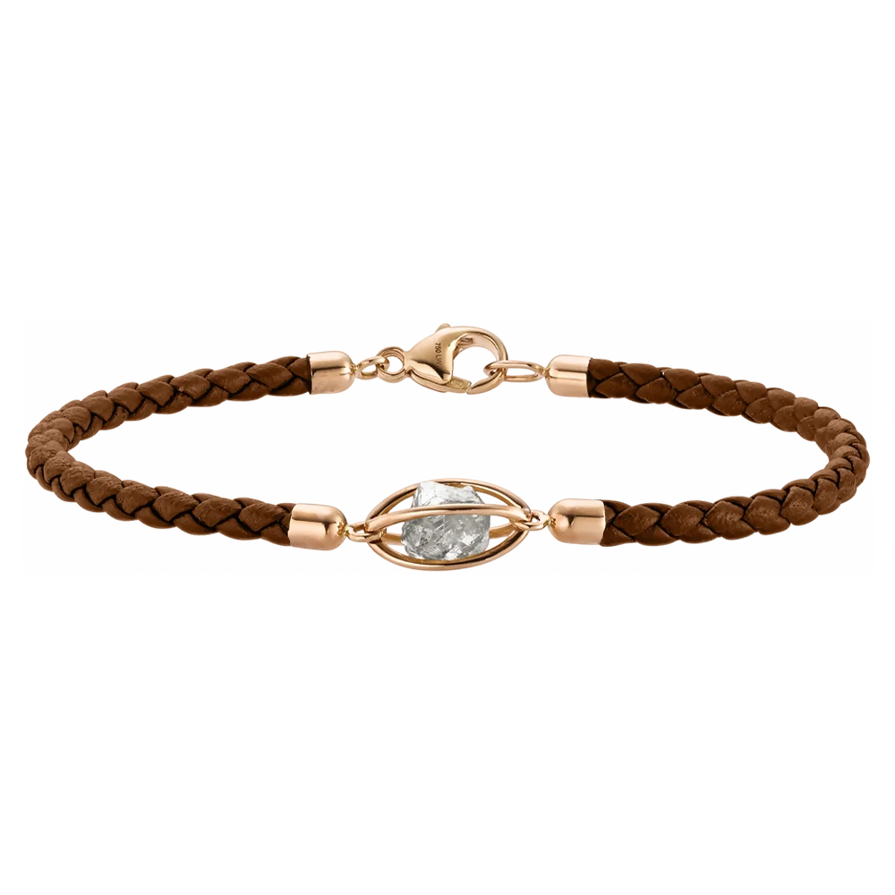 Rough Cut® Lederarmband braun | Roségold