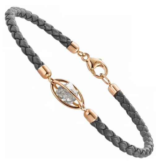 Rough Cut® Lederarmband graphit | Roségold