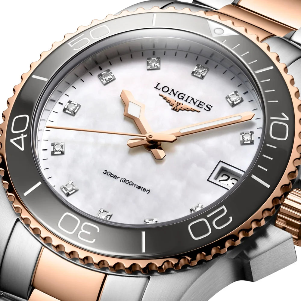Longines HydroConquest Damenuhr – 32 mm, Rosé-Finish, Wasserdichtigkeit, Präzisionsuhrwerk bei Juwelier Schroll in Tirol