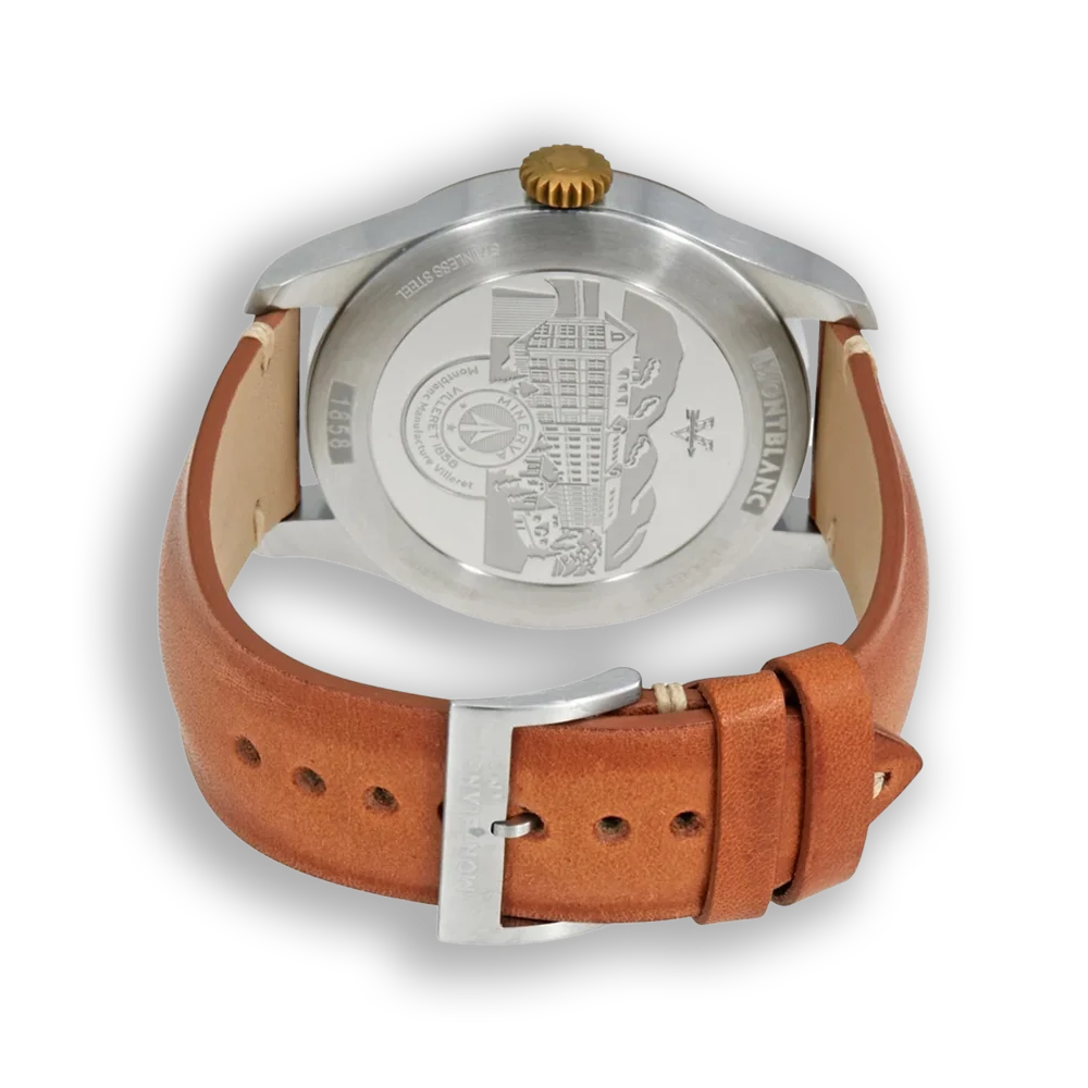 High-End Montblanc Dual Time 44 – schwarze Zifferblatt, Super-LumiNova, Luxus Herrenuhr für Vielreisende, Montblanc Boutique Kitzbühel