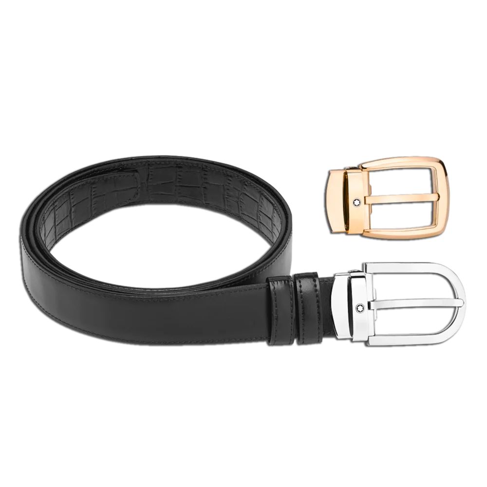 Montblanc® Set aus verstellbarem Ledergürtel mit 2 Gürtelschnallen – Eleganz und Vielseitigkeit für jeden Anlass
