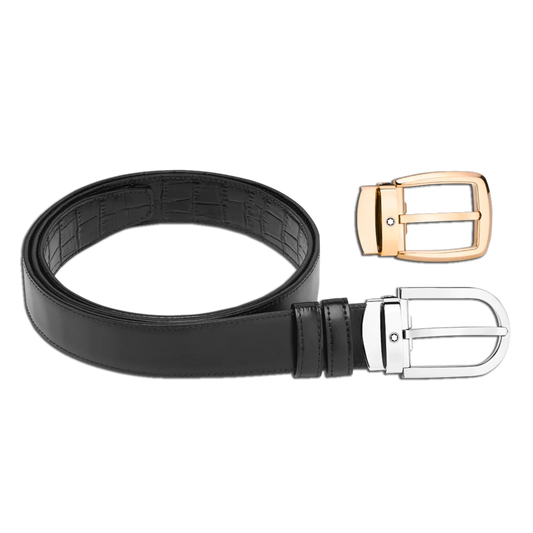 Montblanc® Set aus verstellbarem Ledergürtel mit 2 Gürtelschnallen – Eleganz und Vielseitigkeit für jeden Anlass