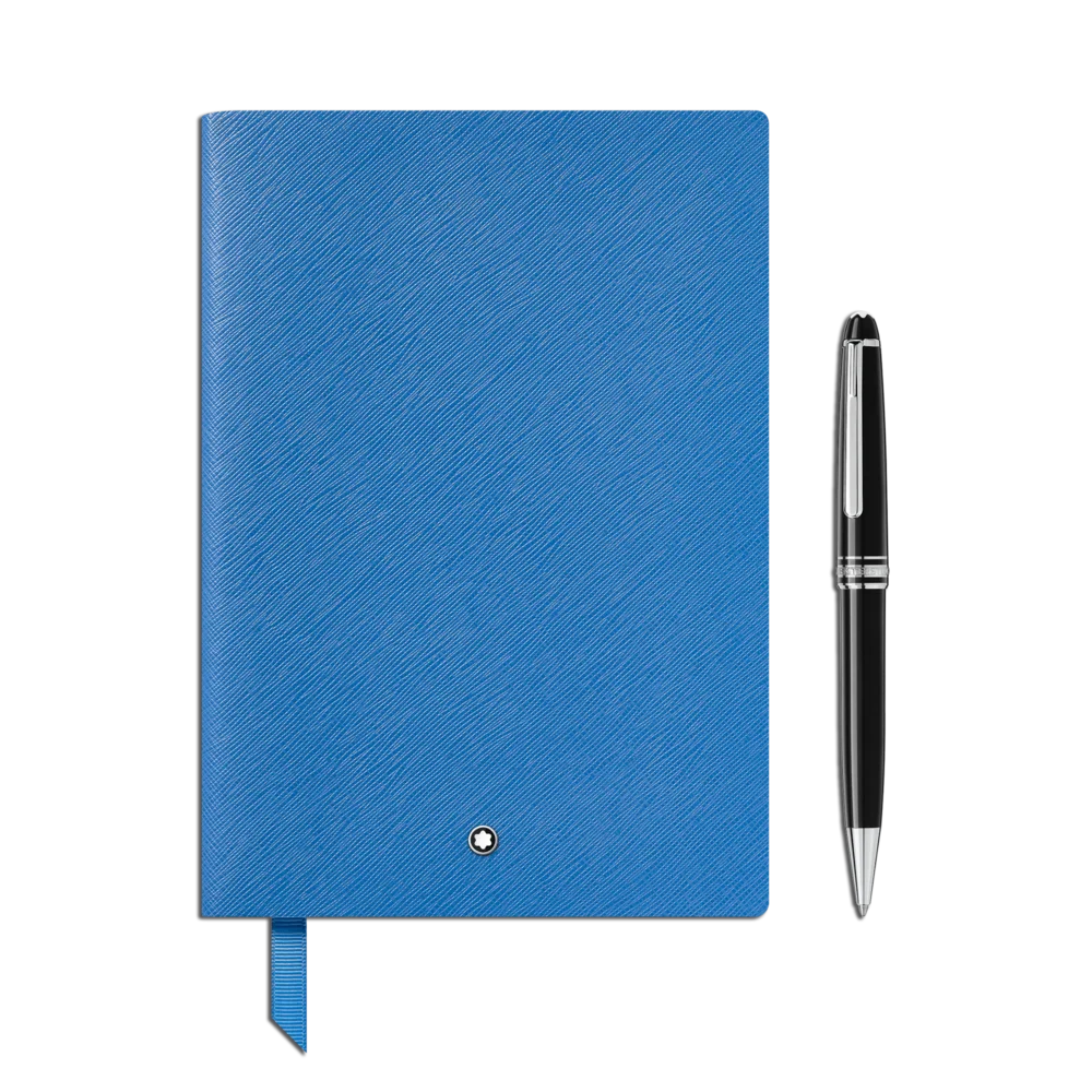 Montblanc® Geschenkset aus Meisterstück Classique Platinum Kugelschreiber und Notebook #146 in Technicolor Blue