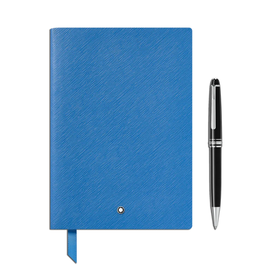 Montblanc® Geschenkset aus Meisterstück Classique Platinum Kugelschreiber und Notebook #146 in Technicolor Blue