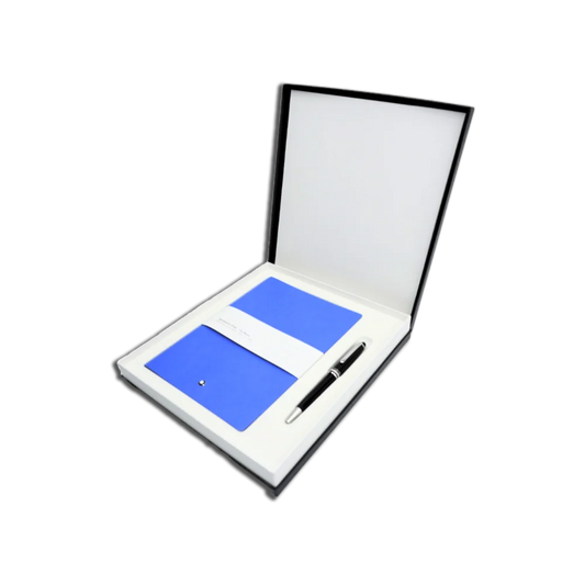 Montblanc® Geschenkset aus Meisterstück Classique Platinum Kugelschreiber und Notebook #146 in Technicolor Blue
