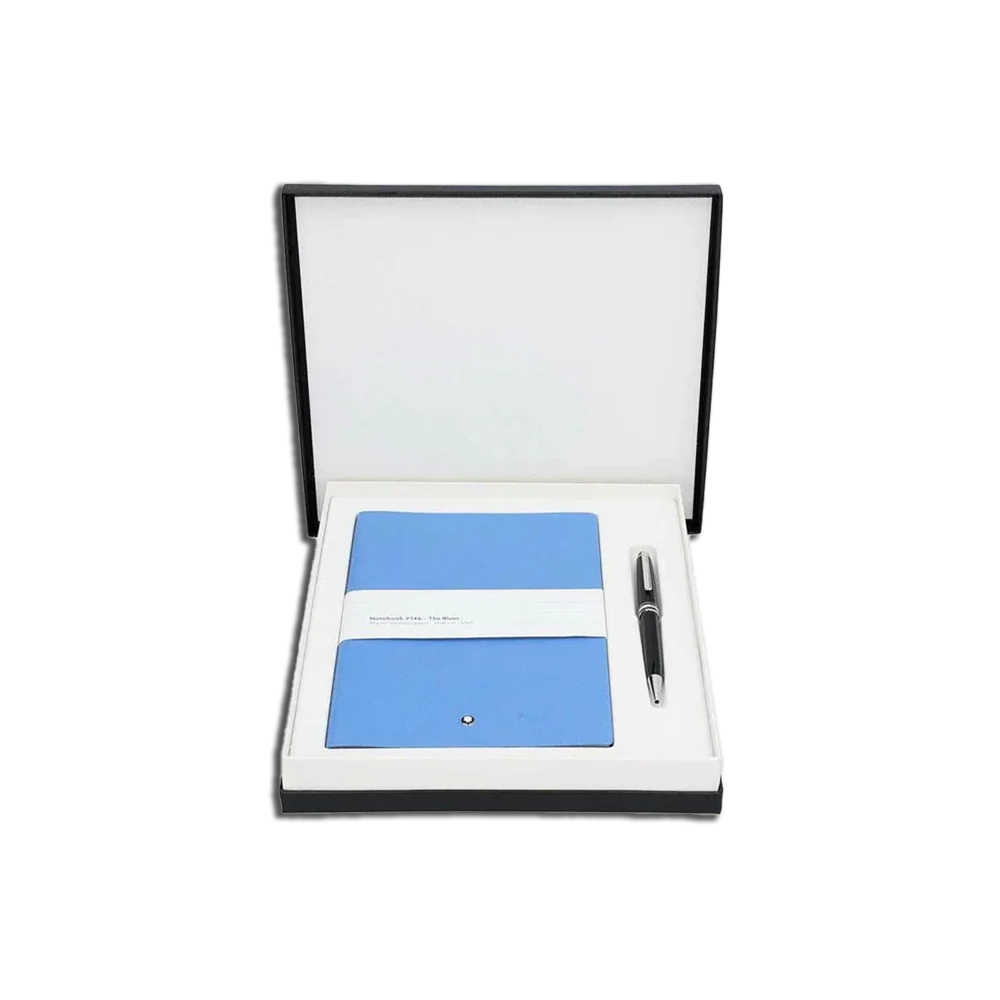 Montblanc® Geschenkset aus Meisterstück Classique Platinum Kugelschreiber und Notebook #146 in Technicolor Blue