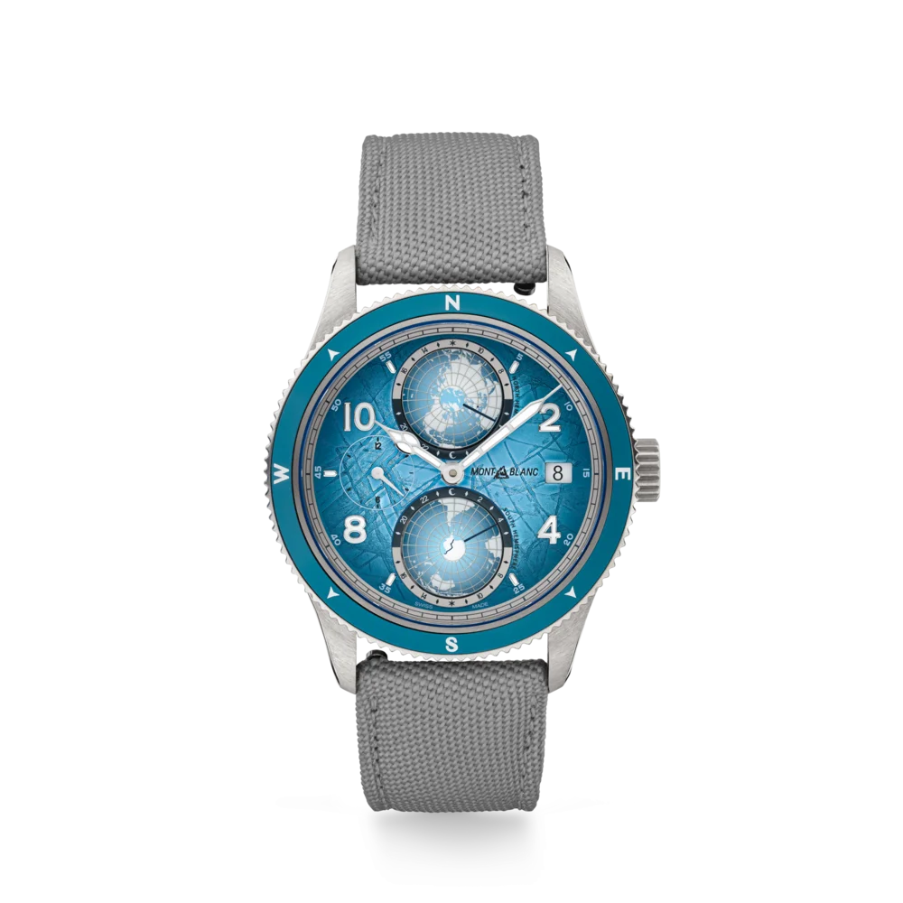 Montblanc 1858 Geosphere South Pole – luxuriöse Sammleruhr mit NATO-Armband, erhältlich in der Montblanc Boutique Kitzbühel