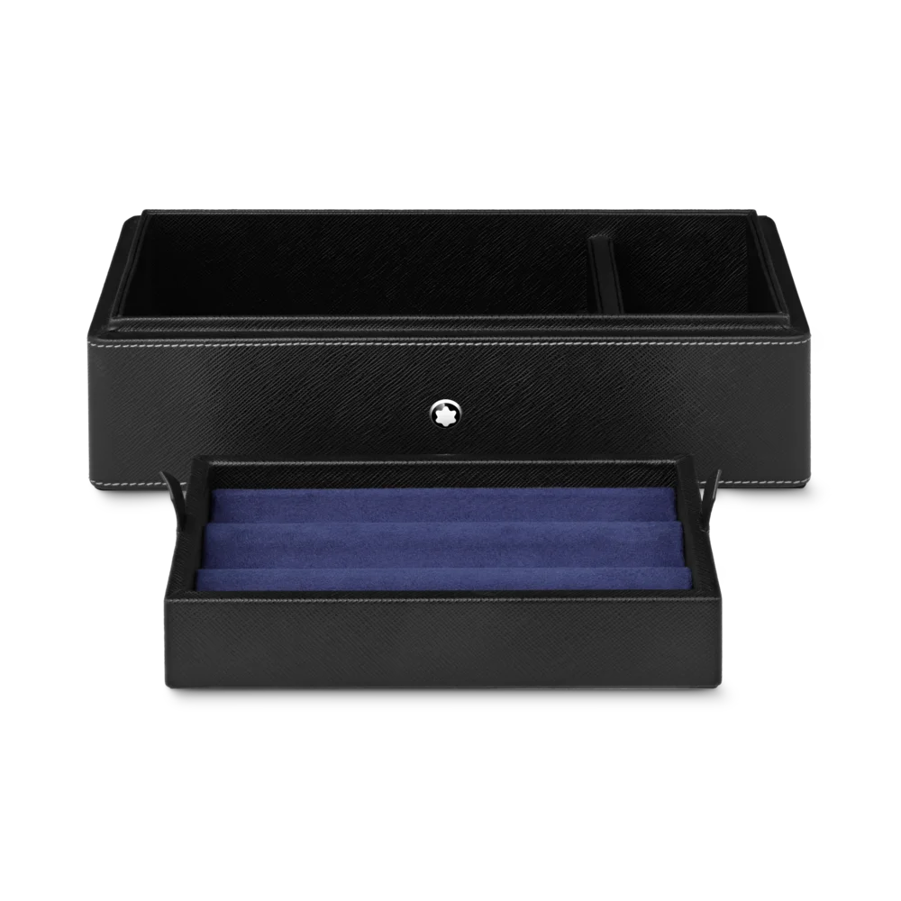 Montblanc Schreibtischbox aus Leder für drei Schreibgeräte und Tintenfass