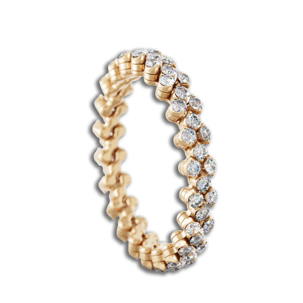 Ring Multi Size • 3 Reihen voll besetzt • weiße Diamanten • Roségold