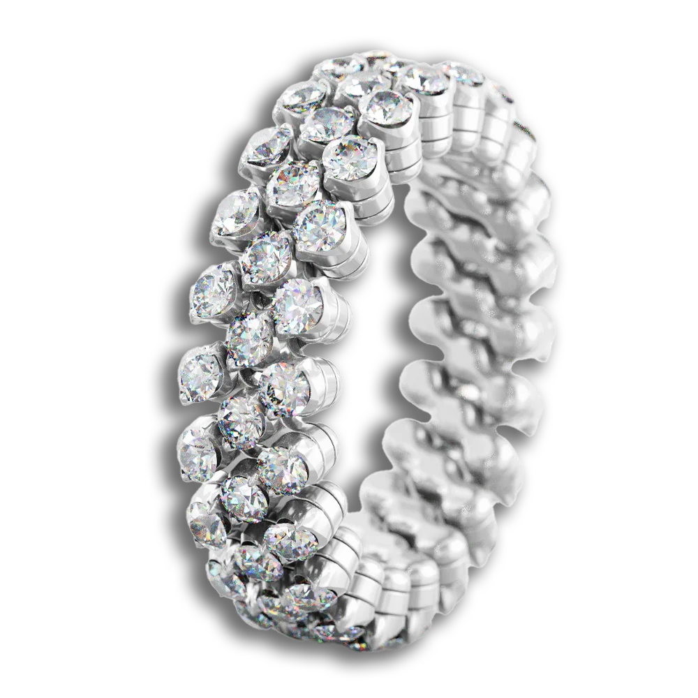 Ring Multi Size • 3 Reihen voll besetzt • weiße Diamanten • Weißgold
