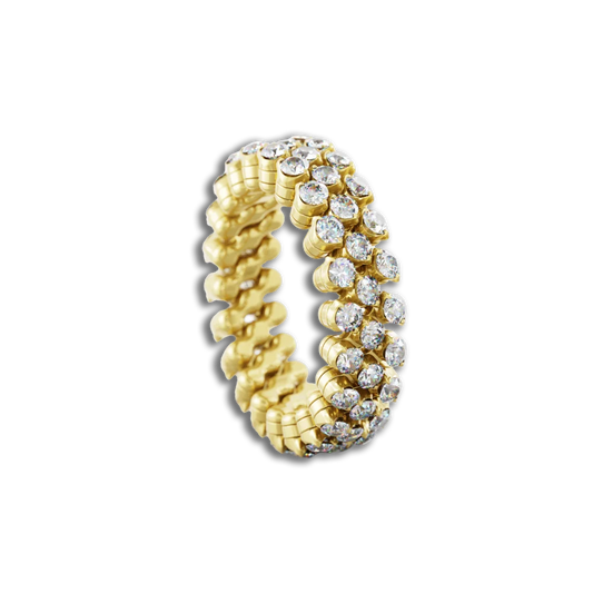 Ring Multi Size • 3 Reihen voll besetzt • weiße Diamanten • Gelbgold