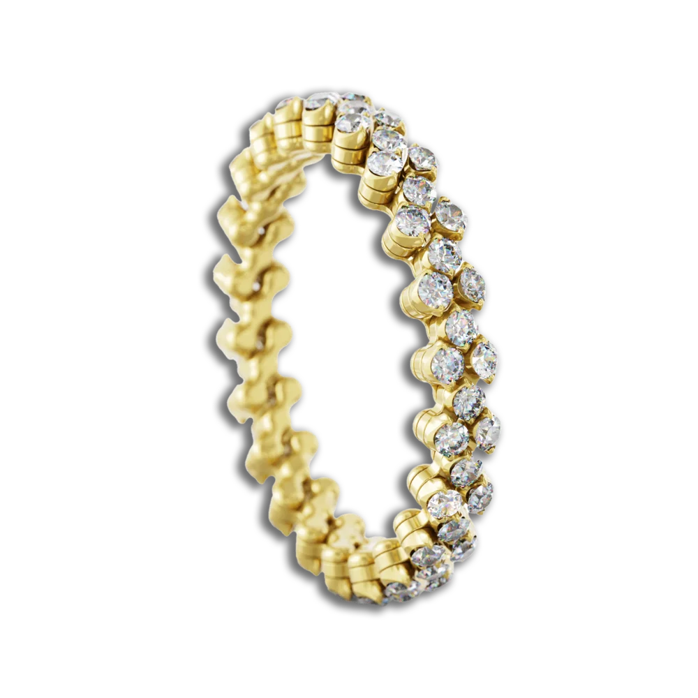 Ring Multi Size • 3 Reihen voll besetzt • weiße Diamanten • Gelbgold