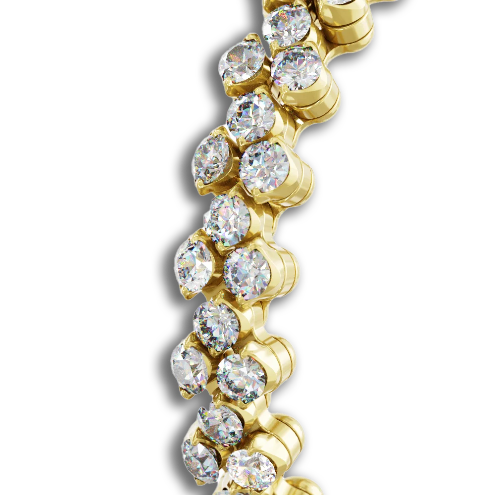 Ring Multi Size • 3 Reihen voll besetzt • weiße Diamanten • Gelbgold