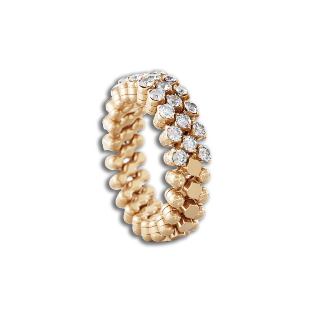 Ring Multi Size • 3 Reihen • 1/2 mit weiße Diamanten • Roségold-Mittelstück