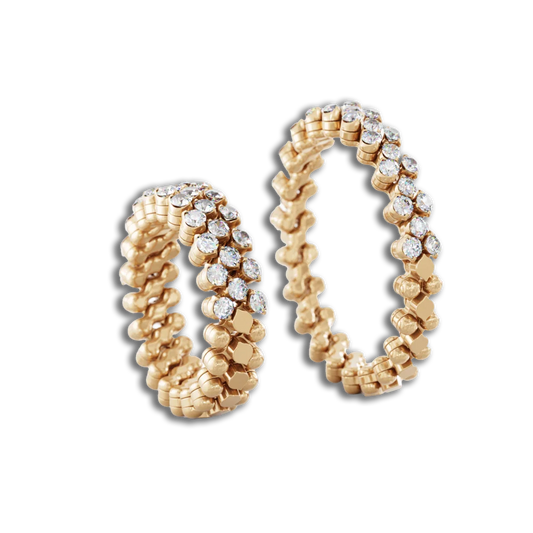 Ring Multi Size • 3 Reihen • 1/2 mit weiße Diamanten • Roségold-Mittelstück