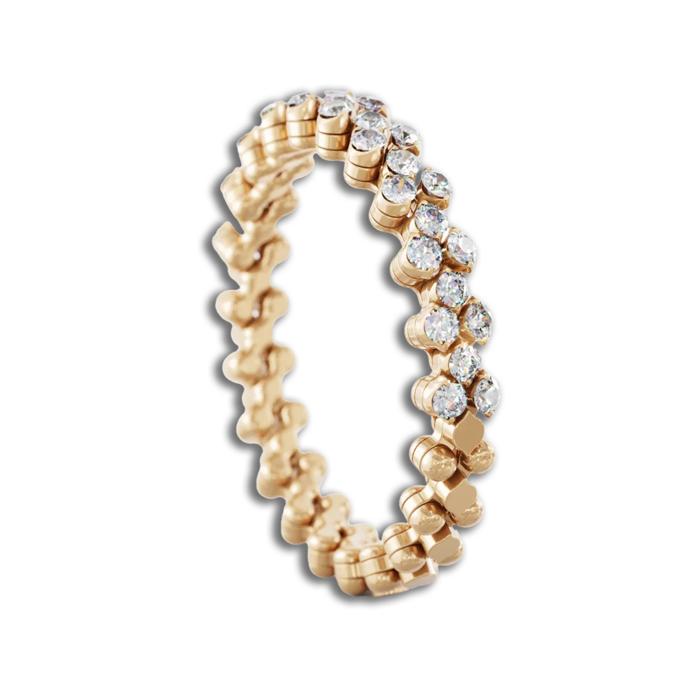 Ring Multi Size • 3 Reihen • 1/2 mit weiße Diamanten • Roségold-Mittelstück