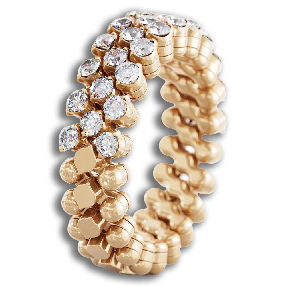 Ring Multi Size • 3 Reihen • 1/2 mit weiße Diamanten • Roségold-Mittelstück