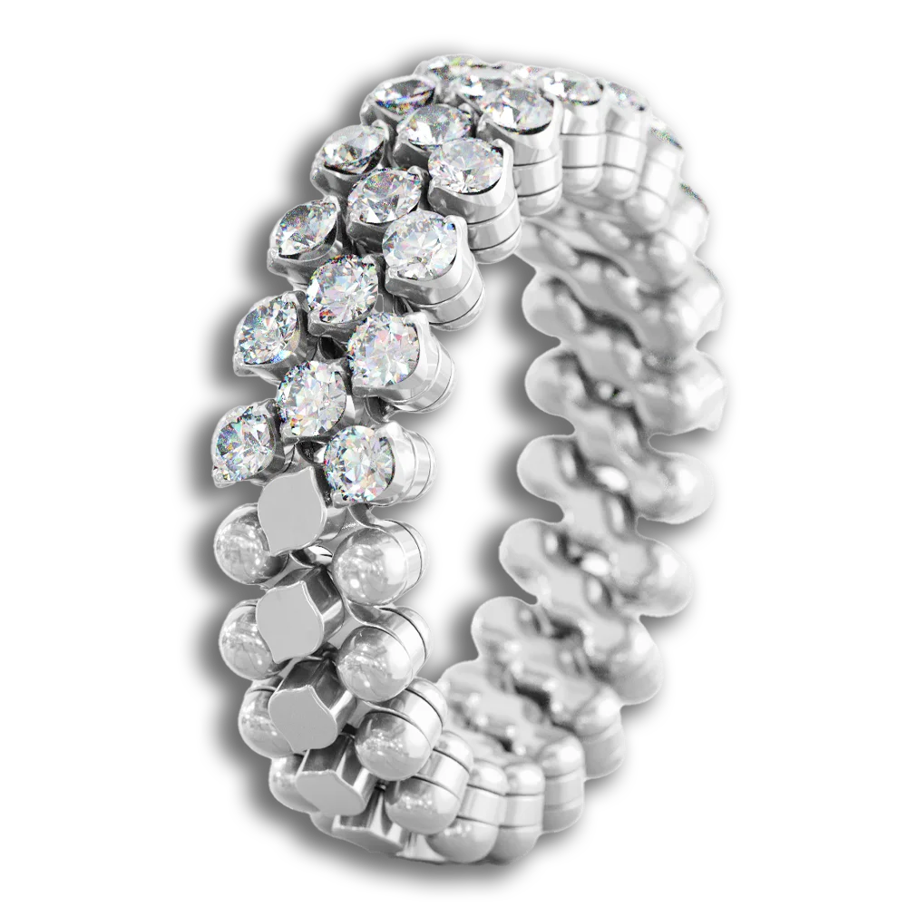 Ring Multi Size • 3 Reihen • 1/2 mit weiße Diamanten • Weißgold-Mittelstück