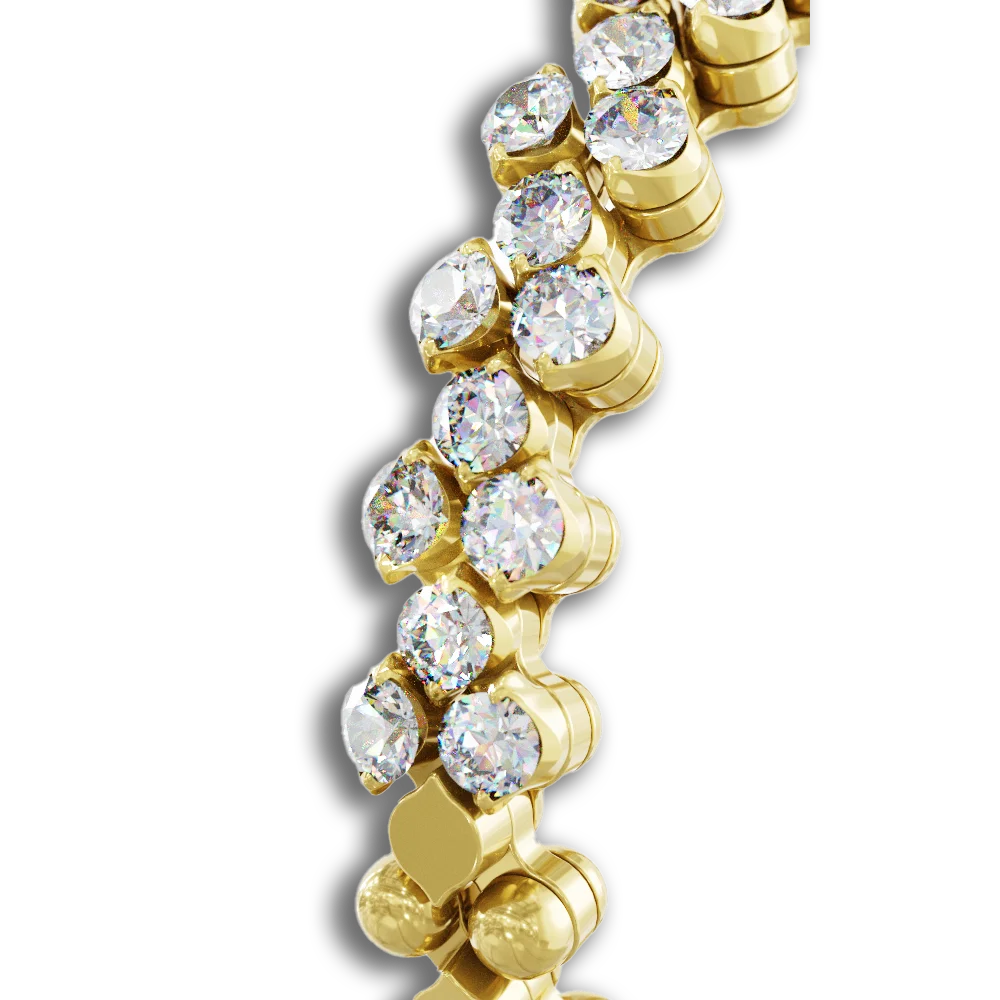 Ring Multi Size • 3 Reihen • 1/2 mit weiße Diamanten • Gelbgold