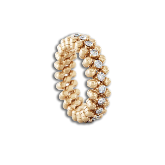 Ring Multi Size • 3 Reihen • weiße Diamanten • Roségold-Mittelstück