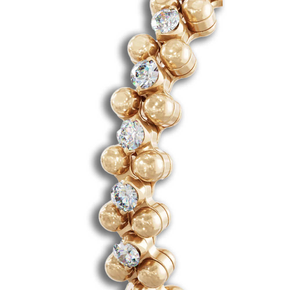 Ring Multi Size • 3 Reihen • weiße Diamanten • Roségold-Mittelstück